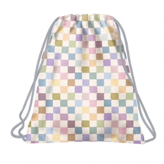 Rucsac tip sac cu șnur, Pastel carouri - BackUp