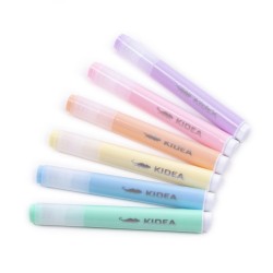 Set de 6 textmarkere pastel, cu vârf de linie dublă, Kidea