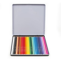 Creioane colorate acuarelă Kidea, în cutie metalică- 24 de culori