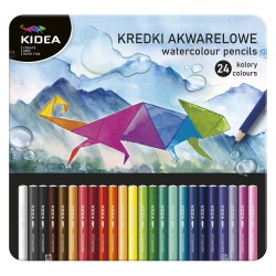 Creioane colorate acuarelă Kidea, în cutie metalică- 24 de culori