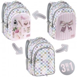 Ghiozdan ergonomic, cu 3 compartimente - model Little Dreamers - Backup, 3 în 1