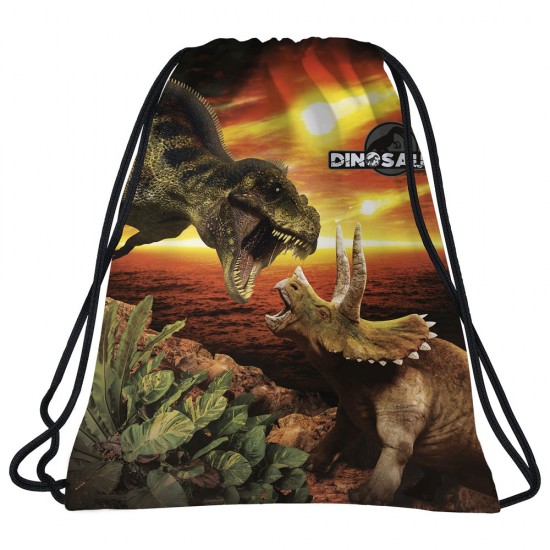 Rucsac tip sac cu șnur, design dinozaur
