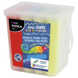 Set cretă colorată Jumbo Kidea- 12 culori (2 bucăți neon)