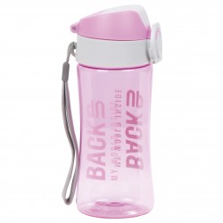 Sticla apă copii, recipient plastic 400ml, BackUp, transparent-roz