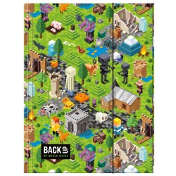 Dosar documente din carton, A4, închidere cu elastic, model Minecraft Gamer