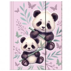 Dosar documente din carton, A4, închidere cu elastic, model Panda