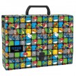 Mapă din carton laminat cu mâner, închidere cu clemă, A4, model Mario - Derform, 10 cm
