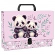 Mapă din carton laminat cu mâner, închidere cu clemă, A4, model Panda - Derform, 10 cm