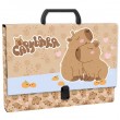 Mapă din carton laminat cu mâner, închidere cu clemă, A4, model Capibara - Derform, 5cm