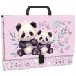 Mapă din carton laminat cu mâner, închidere cu clemă, A4, model panda - Derform, 5cm
