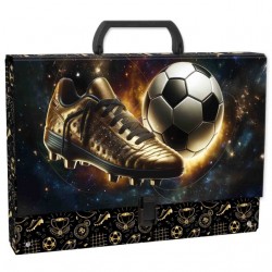 Mapă din carton laminat cu mâner, închidere cu clemă, A4, model Golden Ball - Derform, 5cm