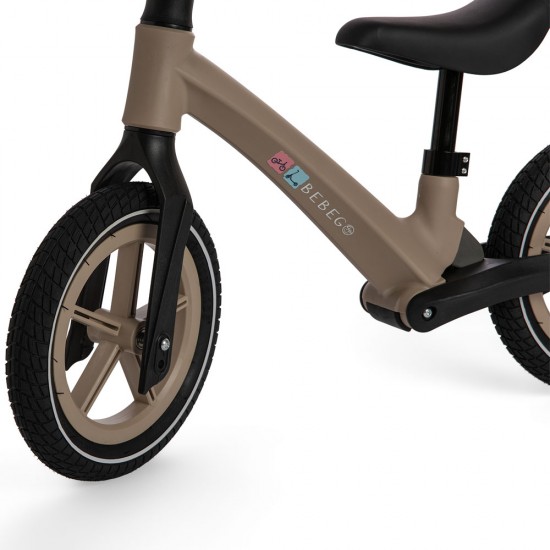Bicicletă fără pedale Bebego Aero cu roți gonflabile, gri-bej