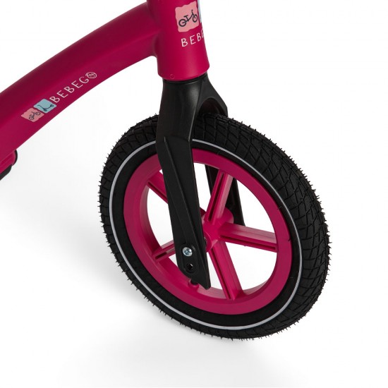 Bicicletă fără pedale Bebego Aero cu roți gonflabile, roz