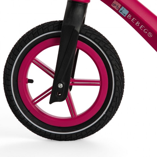 Bicicletă fără pedale Bebego Aero cu roți gonflabile, roz