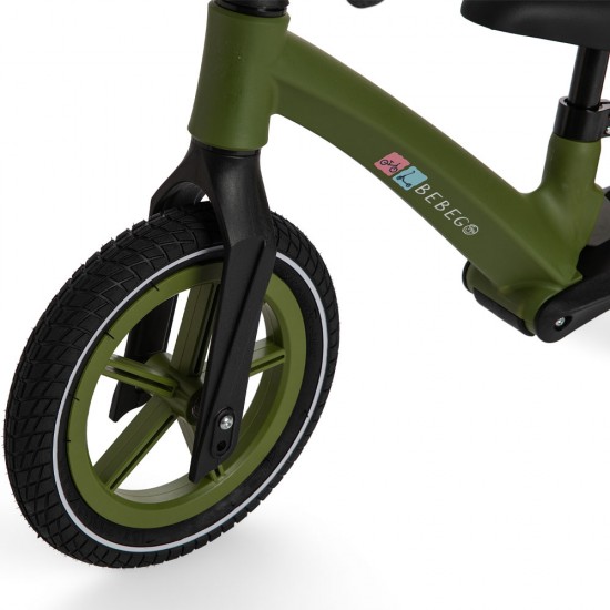 Bicicletă fără pedale Bebego Aero cu roți gonflabile, verde