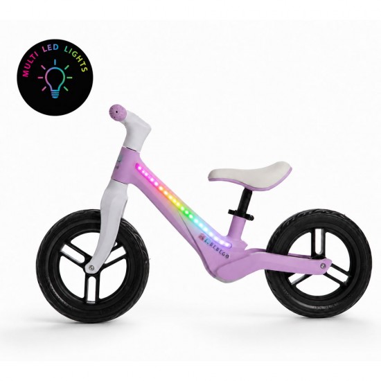 Bicicletă fără pedale Bebego Lumino cu LED, roz