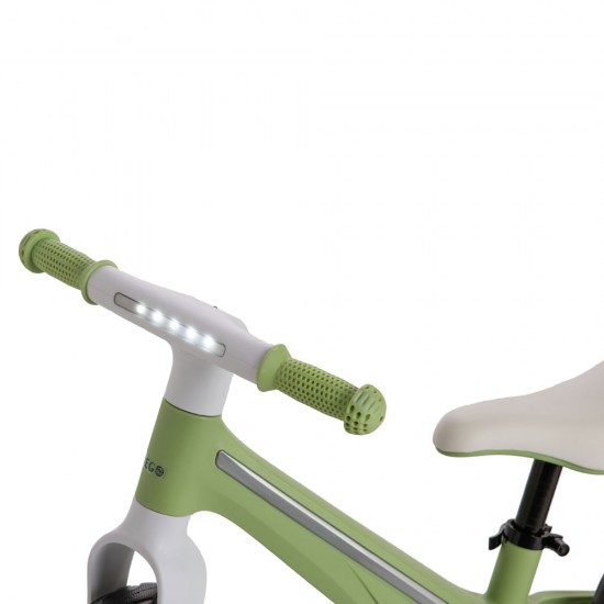 Bicicletă fără pedale Bebego Lumino cu LED, verde