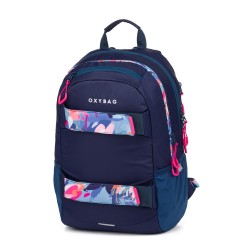 Rucsac și ghiozdan pentru școală, cu penar  - OXY SPORT FLOWERS BLUE