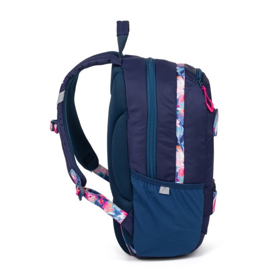 Rucsac și ghiozdan pentru școală, cu penar  - OXY SPORT FLOWERS BLUE