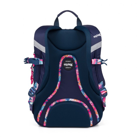 Rucsac și ghiozdan pentru școală, cu penar  - OXY SPORT FLOWERS BLUE