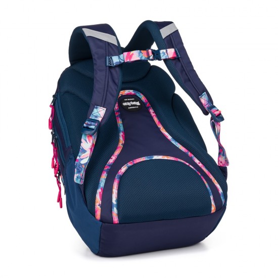 Rucsac și ghiozdan pentru școală, cu penar  - OXY SPORT FLOWERS BLUE