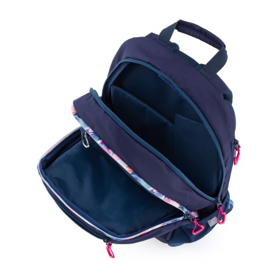 Rucsac și ghiozdan pentru școală, cu penar  - OXY SPORT FLOWERS BLUE