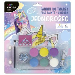Set vopsele de fata si accesorii Kidea, Unicorn, 6 culori