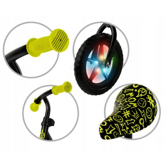 Bicicletă fără pedale Kidwell Rebel led, Neon Yellow