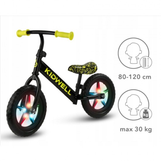 Bicicletă fără pedale Kidwell Rebel led, Neon Yellow