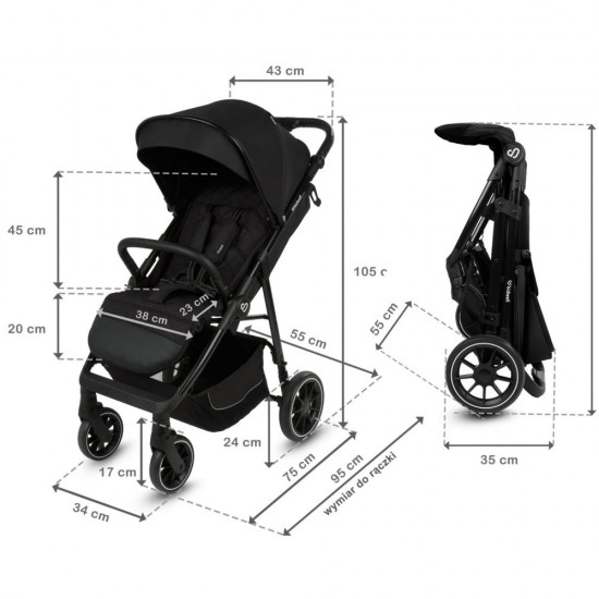 Cărucior sport compact Kidwell Enzo, negru