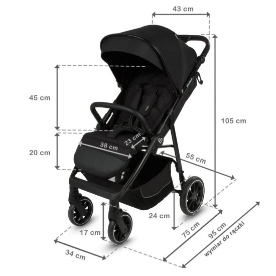 Cărucior sport compact Kidwell Enzo, negru