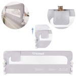 Protecție laterală pat, Cori GRAY 150 cm, înălțime reglabilă 50-65 cm, cu plasă respirabilă și un buzunar