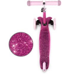 Trotinetă copii cu 3 roți, Kidwell Uno Glitter pink LED