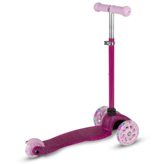 Trotinetă copii cu 3 roți, Kidwell Uno Glitter pink LED