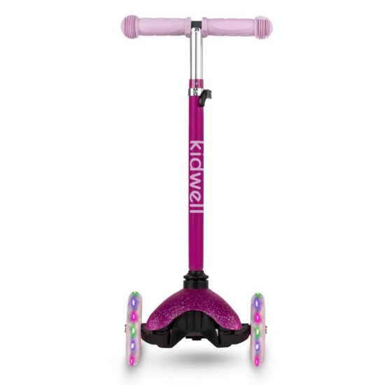 Trotinetă copii cu 3 roți, Kidwell Uno Glitter pink LED