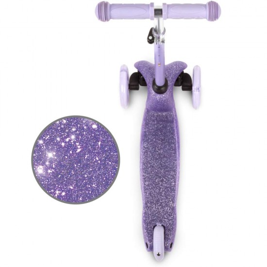 Trotinetă copii cu 3 roți, Kidwell Uno Glitter violet LED