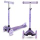 Trotinetă copii cu 3 roți, Kidwell Uno Glitter violet LED