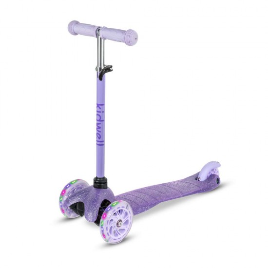 Trotinetă copii cu 3 roți, Kidwell Uno Glitter violet LED