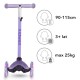 Trotinetă copii cu 3 roți, Kidwell Uno Glitter violet LED