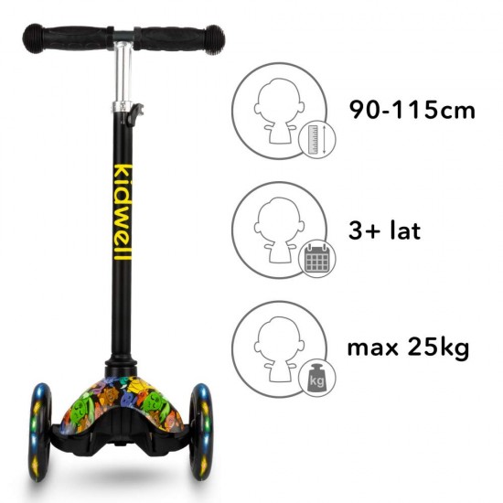 Trotinetă copii cu 3 roți, Kidwell Uno Orbitail LED