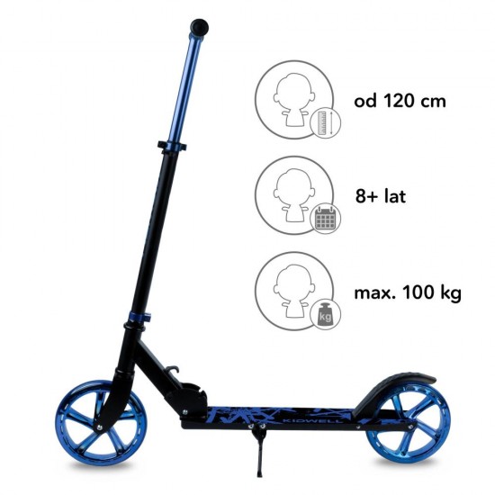 Trotinetă pliabilă cu două roți din aluminiu, Kidwell Blast Blue