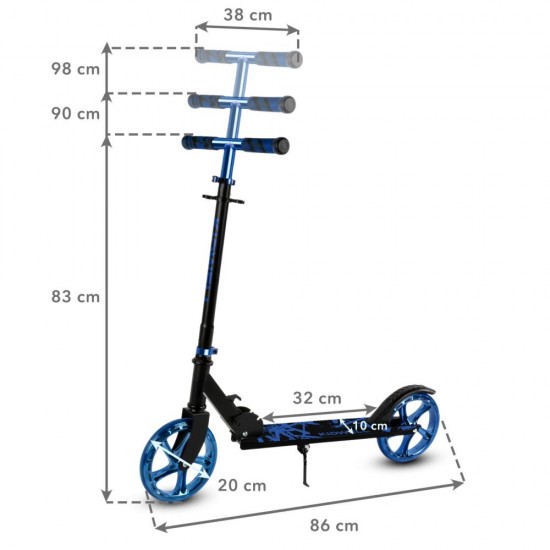 Trotinetă pliabilă cu două roți din aluminiu, Kidwell Blast Blue