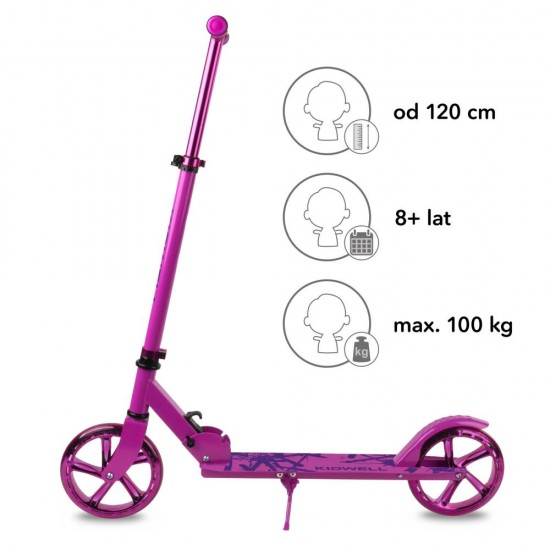 Trotinetă pliabilă cu două roți din aluminiu, Kidwell Blast Dark Pink