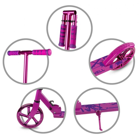 Trotinetă pliabilă cu două roți din aluminiu, Kidwell Blast Dark Pink