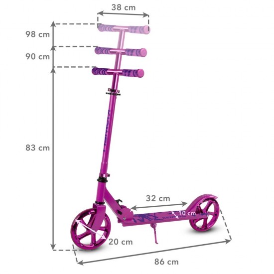 Trotinetă pliabilă cu două roți din aluminiu, Kidwell Blast Dark Pink