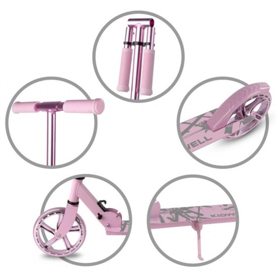 Trotinetă pliabilă cu două roți din aluminiu, Kidwell Blast Light Pink