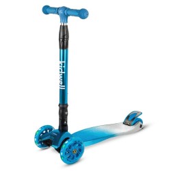 Trotinetă pliabilă pentru copii, cu lumini LED, Kidwell Vento Blue - Silver