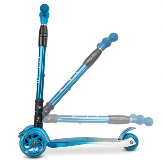 Trotinetă pliabilă pentru copii, cu lumini LED, Kidwell Vento Blue - Silver