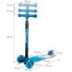 Trotinetă pliabilă pentru copii, cu lumini LED, Kidwell Vento Blue - Silver