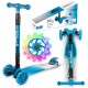 Trotinetă pliabilă pentru copii, cu lumini LED, Kidwell Vento Blue - Silver